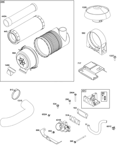 Air Cleaner Group Diagram and Parts List for 540477-0129-B5 400000 - 699999 Briggs and Stratton Engine